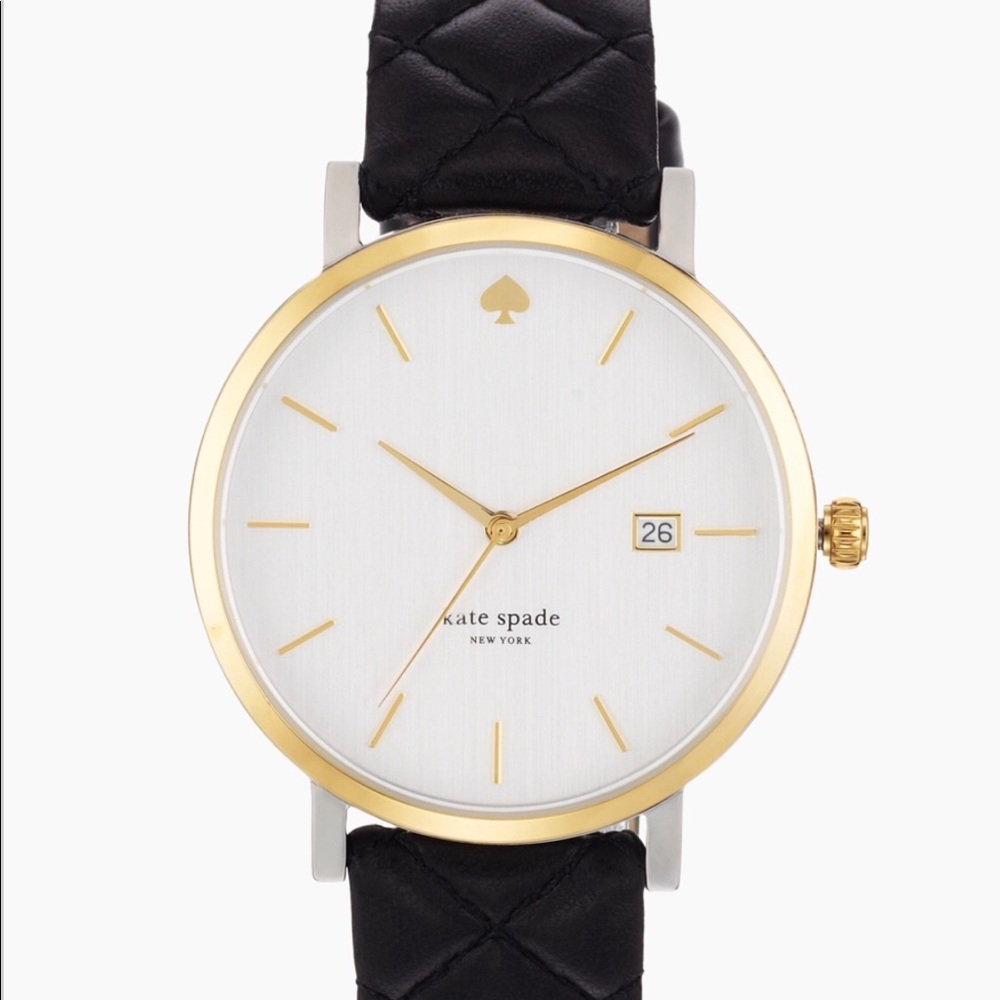 Kate Spade Black Quilted Leather Watch